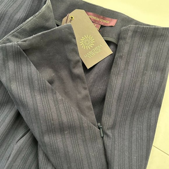 NEW - Marchesa Voyage Midnight Blue Mid Rise Striped Straight Pants Quite Luxury - Picture 13 of 14